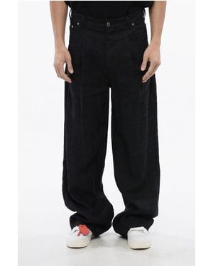 Off-White c/o Virgil Abloh Pleated Baggy Tapered Fit 90Slogo Linen Trousers - Black