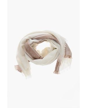 Max Mara Silk Blend Madre Scarf With All-Over Monogram - White