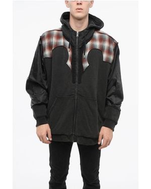 Maison Margiela Mm0 Cotton And Wool Sweatshirt With Checked Details - Black