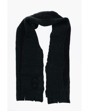 Maison Margiela Mm6 Braided Wool Blend Scarf - Black