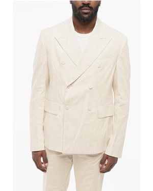 Amiri Double-Breasted Lurex Blazer With Peak Lapel - Natural