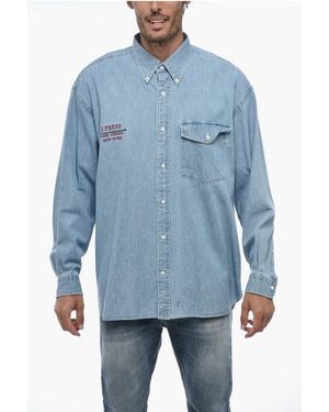 J.Press Button Down Lightweight Denim Shirt - Blue