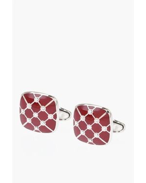 Corneliani Enamelled Brass Cufflinks With Swarovskis - Red