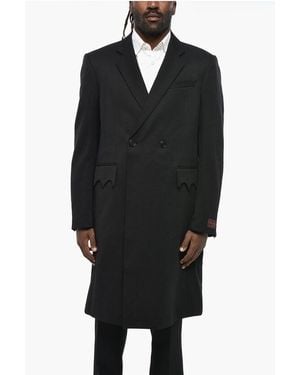 Raf Simons Solid Colour Double-Breasted Coat With Scalloped Flap Pockets - Black