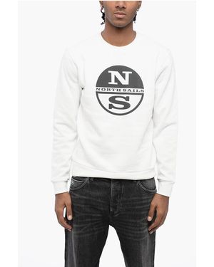 North Sails Fleeced Cotton Crew-Neck Sweatshirt With Contrasting Logo - White