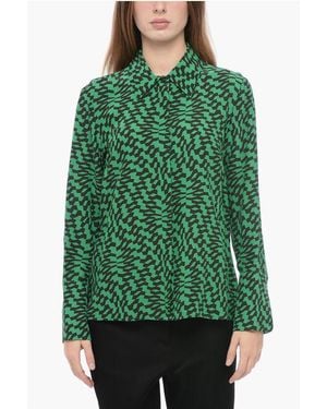 Attic And Barn Two-Tone Silk Blend Helena Blouse - Green