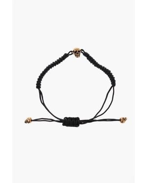 McQueen Cord Bracelet With Adjustable Closure And Golden Skull Charm Size Unic - White