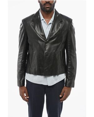 Ferragamo Lamb Leather Blazer With Flush Pockets - Black