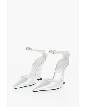 3Juin Lamé Leather Court Shoes Clea With 10Cm Wedge Heel - White