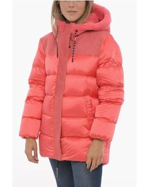 UGG Nylon Puffer Jacket Shasta With Fur Details - Red