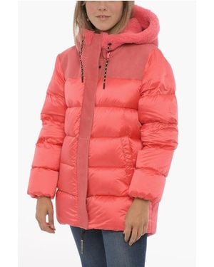 UGG Nylon Shasta Down Jacket With Real Fur Details - Red