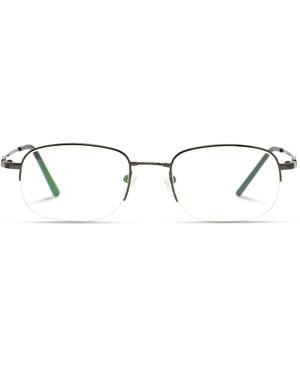 Oublie Gunmetal Semi-Rimless Square Eyeglasses - Black