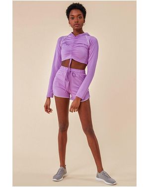 Cosmochic Jersey Short Set With Drawstring Top - Purple