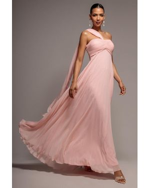 Goddiva Sleeveless Pleated Chiffon Multiway Scarf Maxi Dress - Pink