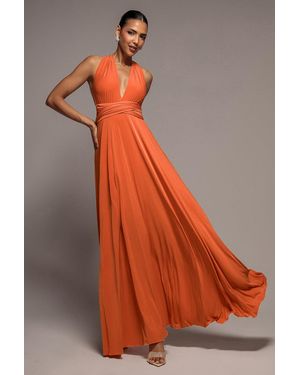 Goddiva Multiway Tie-Up Maxi Dress - Orange