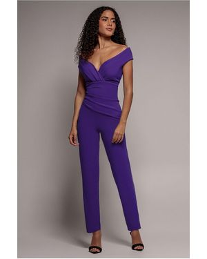 Goddiva Bardot Scuba Jumpsuit - Purple
