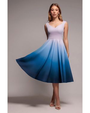 Goddiva Ombre Scuba Foam Bardot A-Line Midi Dress - Green
