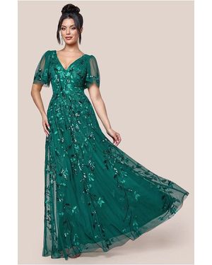 goddiva flared sleeve embroidered maxi dress Goddiva Flared sleeve embroidered maxi dress in white