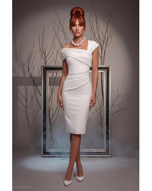 Goddiva One Shoulder Bodycon Midi Stone Age Sweetheart Halloween Costume - Grey