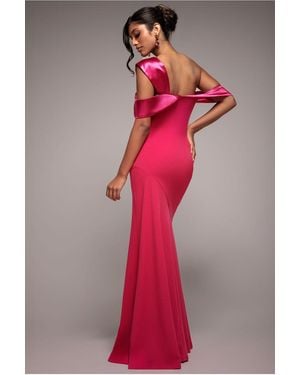 knee length dresses for ladies Rent Goddiva Red One Shoulder Knot Maxi Dress main image 0
