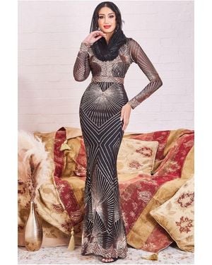 Goddiva Modesty Contrast Sequin Maxi Dress - Multicolour