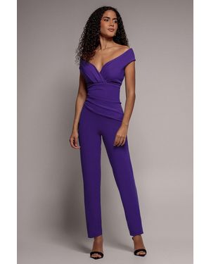 Goddiva Bardot Scuba Jumpsuit - Purple
