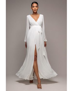 Goddiva Wrap Back Maxi With Front Slit Chi On Maxi - Grey