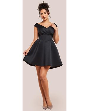 Goddiva Corset Fit & Flare Mini Dress - Black