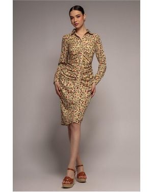 City Goddess Floral Print Shirt Dress - Natural
