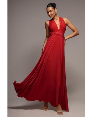 Goddiva Multiway Tie-Up Maxi Dress - Red