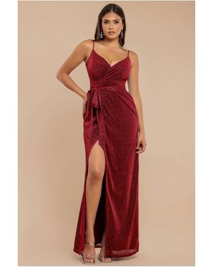 Goddiva Wrap Style Spaghetti Strap Maxi With Split - Red