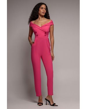 Goddiva Bardot Wrap Sweetheart Neck Romper - Pink