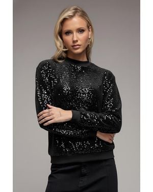 Goddiva Sequin Velvet Sweater - Gray