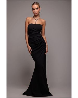 Goddiva Scuba Crepe Bandeau Maxi With Diamante Necklace - Blue