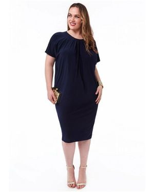 Goddiva Slouchy Short Sleeve Midi With Round Neck - Blue