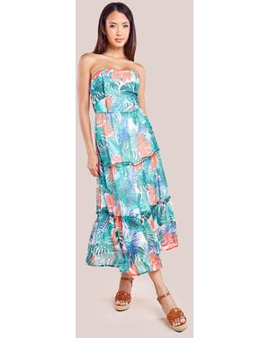 City Goddess Boobtube Printed Maxi - Blue