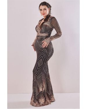 Goddiva Maternity Starburst Sequin Maxi Rose Gold - Multicolour