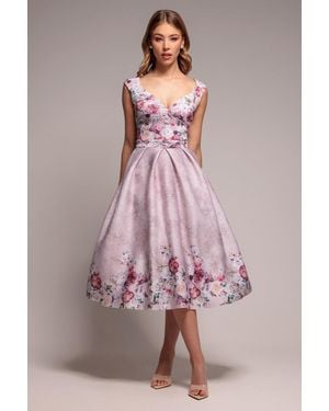 Goddiva Sweetheart Floral Midi Dress - Green