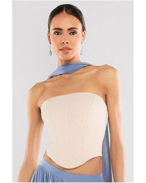 Goddiva Compact Crepe Lace Up Corset - Blue