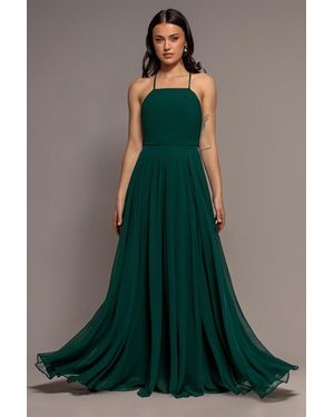 Goddiva Chiffon A Line Sleeveless Maxi Dress - Green