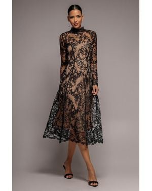 Goddiva Lace Multiway Midi With Flared Skirt - Natural