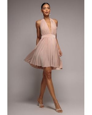 Goddiva Soft Touch Multiway Skater Mini Dress - Brown