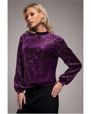 Goddiva Sequin Velvet Sweater - Purple