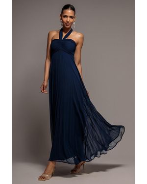 Goddiva Sleeveless Pleated Chiffon Multiway Scarf Maxi Dress - Blue