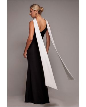 Goddiva Contrast Crepe Halterneck Maxi Dress With Sash - Multicolour