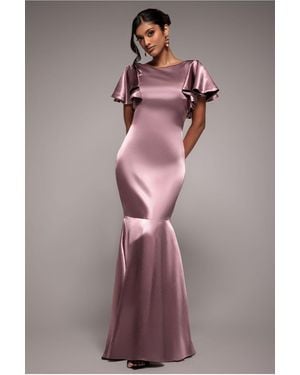 Goddiva Satin Flutter Sleeve Mermaid - Pink
