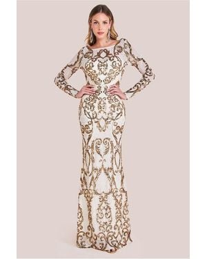 Goddiva Sequin Cowl Back Maxi - Natural
