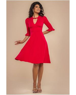 Goddiva Flared Sleeve Midi Dress - Pink