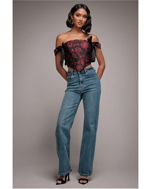 Goddiva denim Mid Wash Straight Leg Denim Jeans - Blue