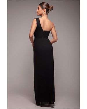 knee length dresses for ladies One Shoulder Evening Maxi Dress - Red
